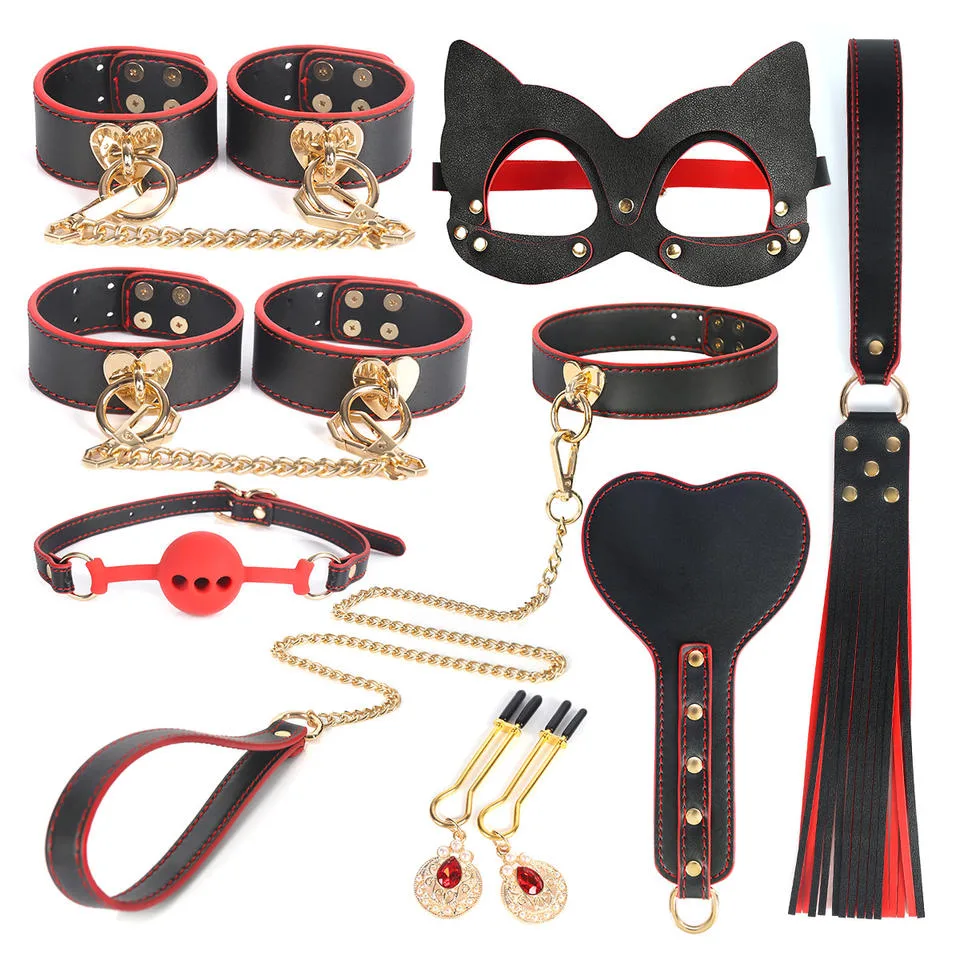 SMOOTH XQ-7824683 Black-Red 8-Piece Bondage Set - Image 3