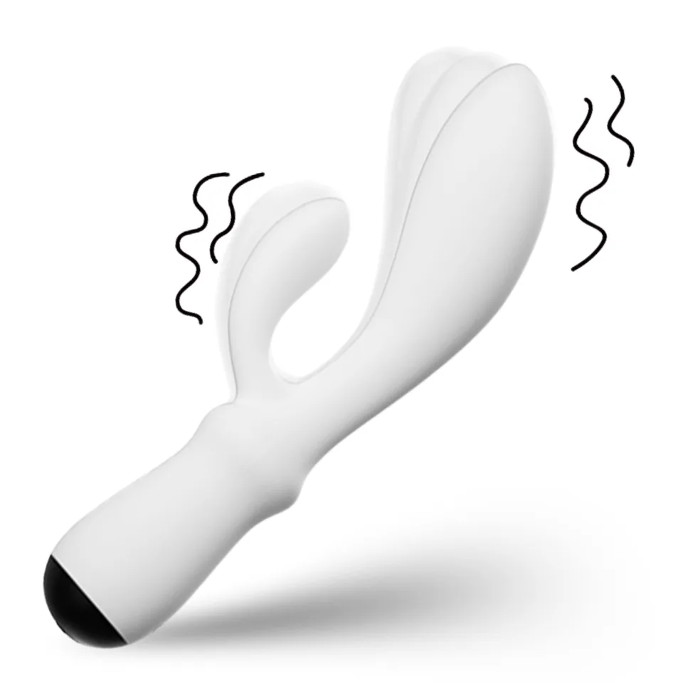 BD03-03 White Bendable Dual-Arm Rabbit Vibrator