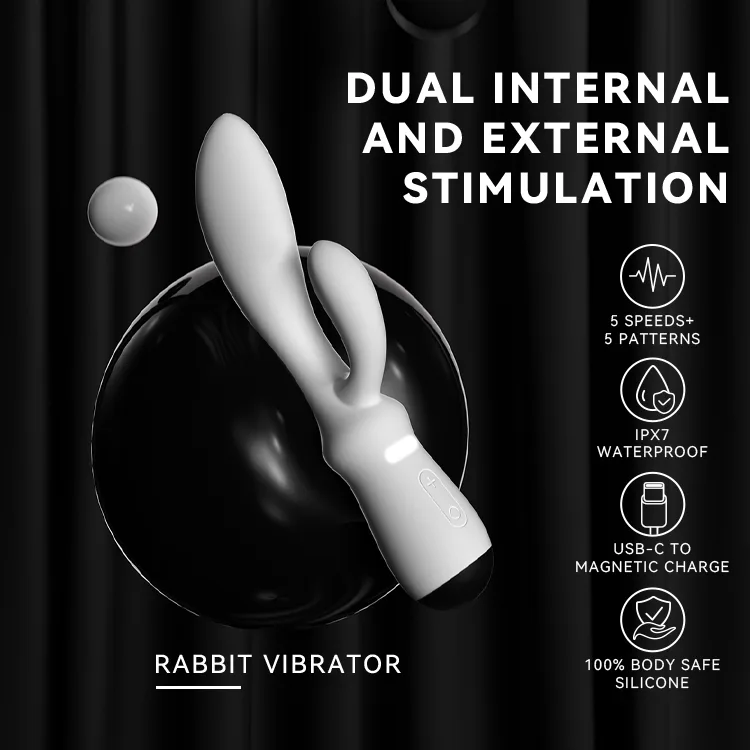 BD03-03 White Bendable Dual-Arm Rabbit Vibrator - Image 3