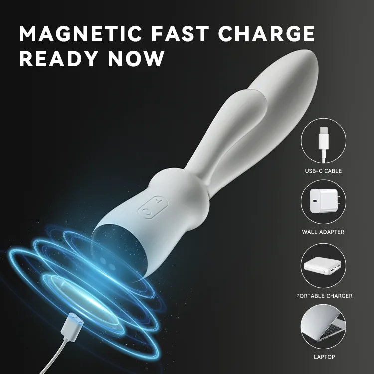 BD03-03 White Bendable Dual-Arm Rabbit Vibrator - Image 4