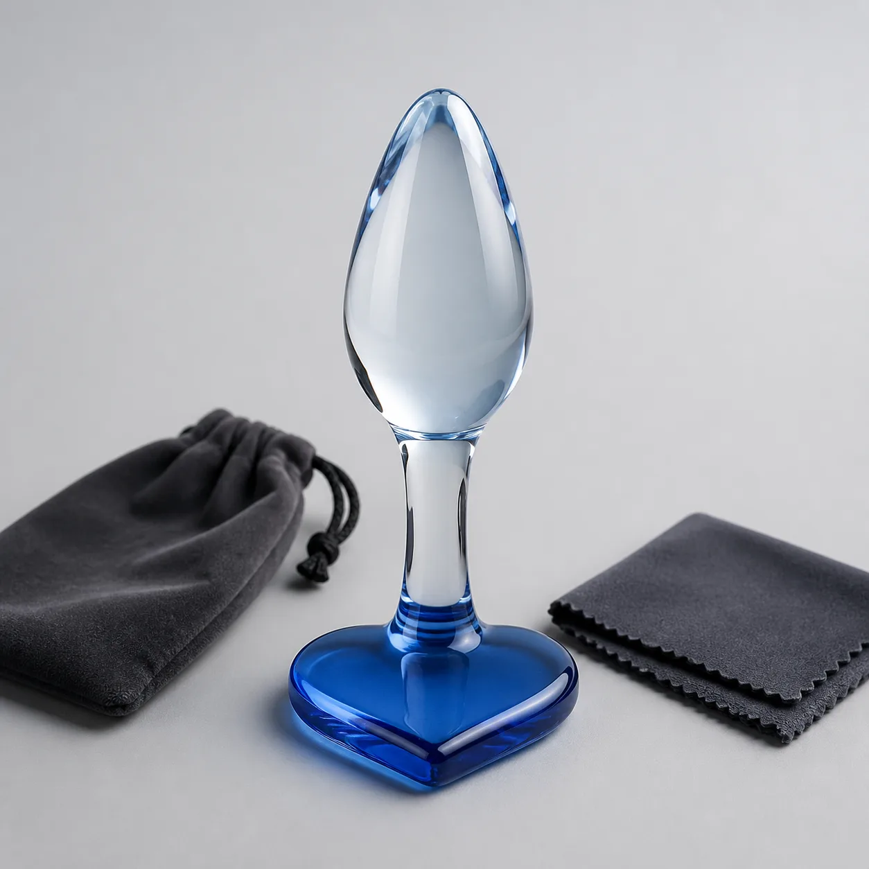 Blue Heart-Base Borosilicate Glass Anal Plug