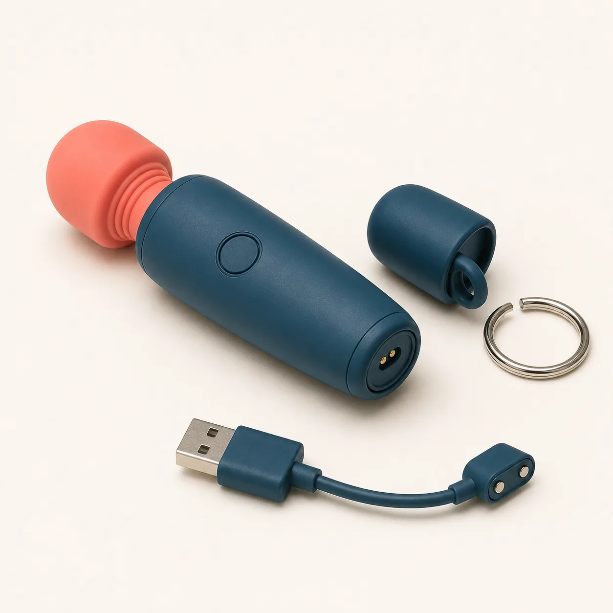 Cap-Locked Mini Keychain Wand Vibrator