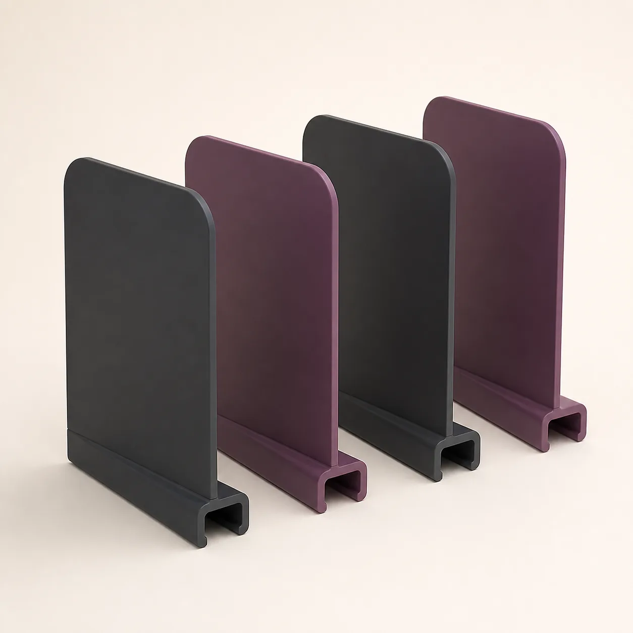Clip-On Care-Shelf Dividers with Rounded Tops, 4-Pack