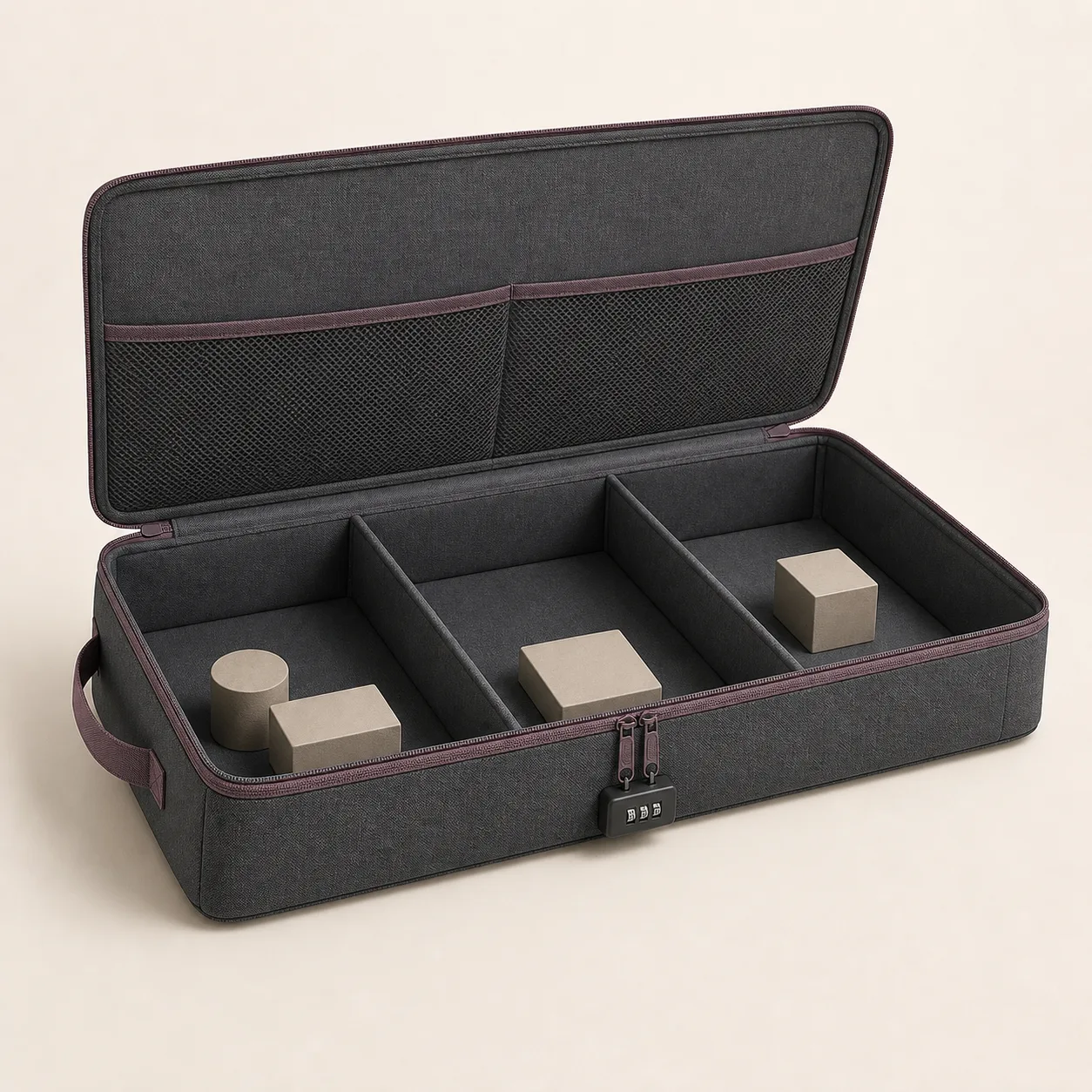 Combination-Lock Underbed Organizer with Dividers