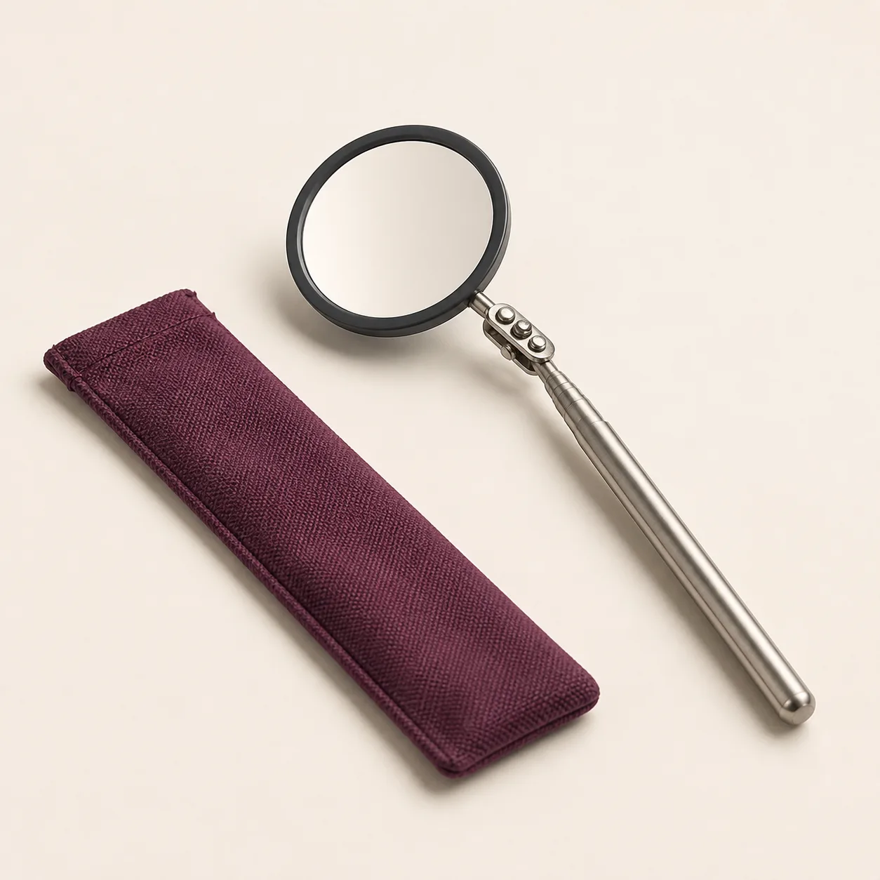 Compact Telescoping Inspection Mirror with Protective Sleeve