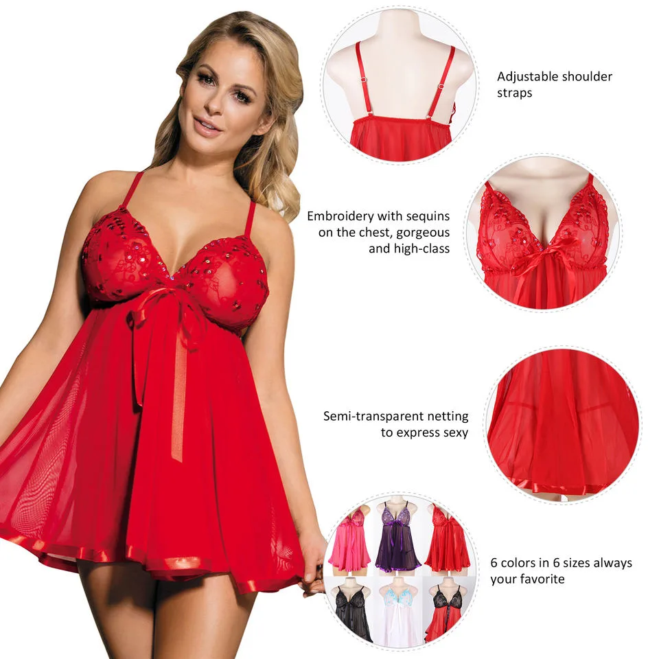 Ohyeah E2073 Embroidered Lace Mesh Babydoll - Image 8