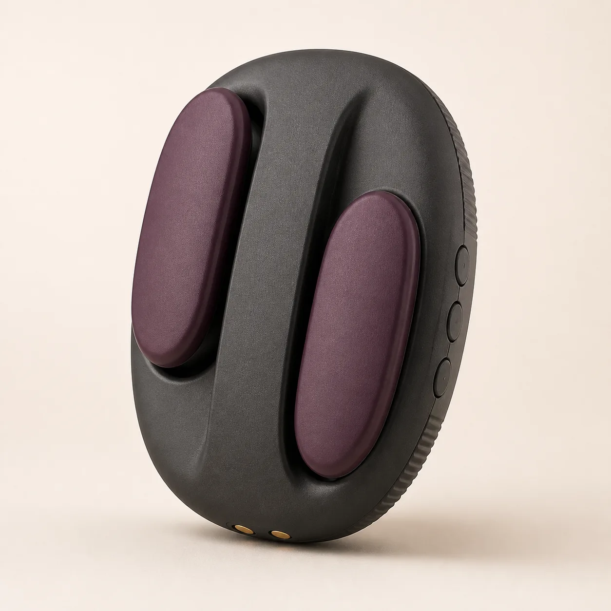 Counter-Oscillating Twin-Pad Palm Vibrator with Central Pinch-Guard Spine