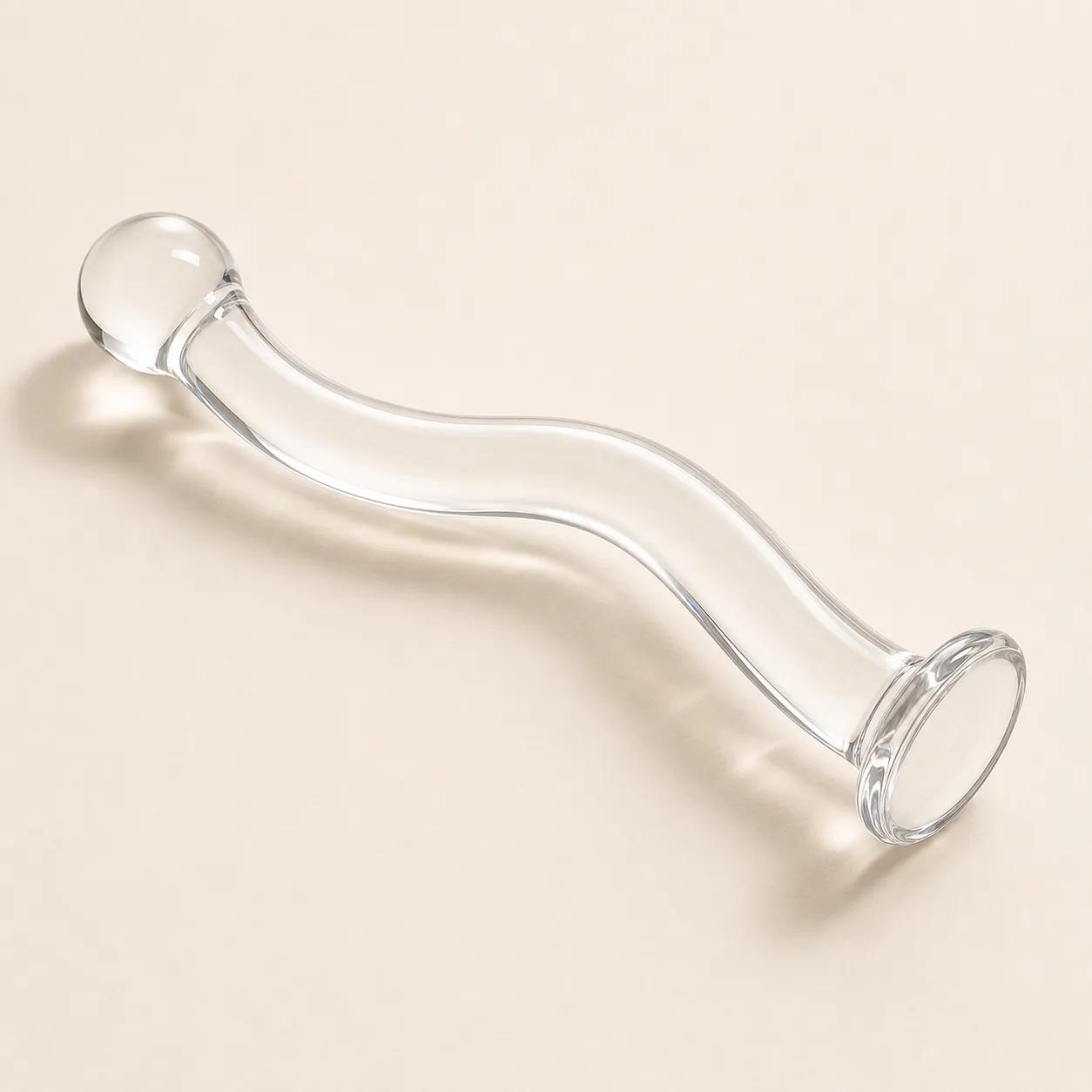 Curved Borosilicate Glass Wand - Smooth Precision with Wide Base