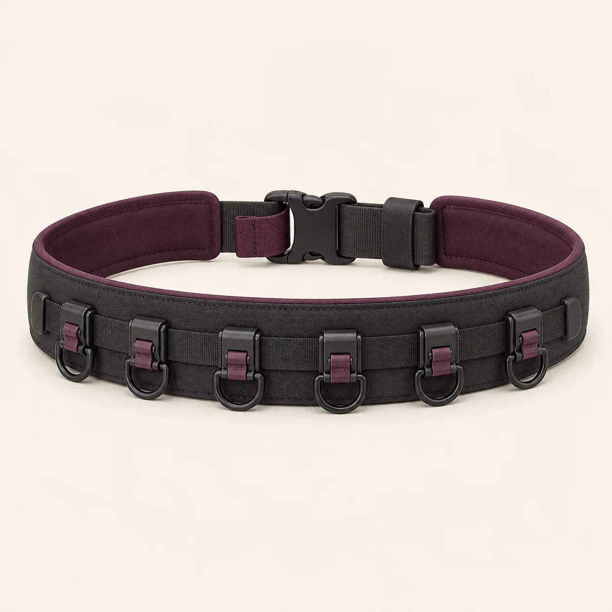 Flip-Lock Six-Anchor Bondage Waist Belt with Sliding D-Ring Carriages