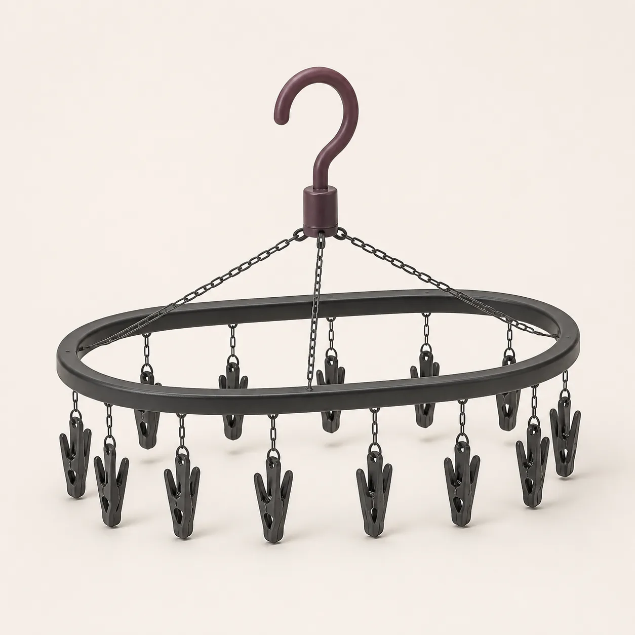 Fold-Flat 12-Clip Care-Cloth Airing Hanger