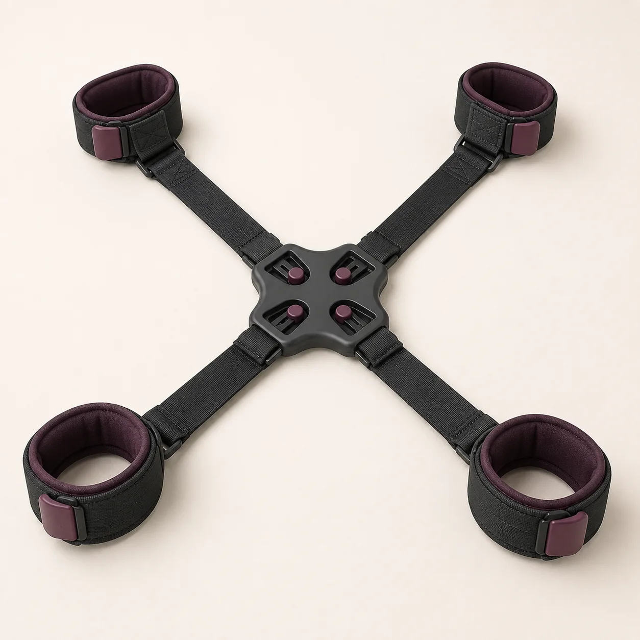 Four-Channel Cross-Hub Under-Mattress Restraint with Padded Cuffs