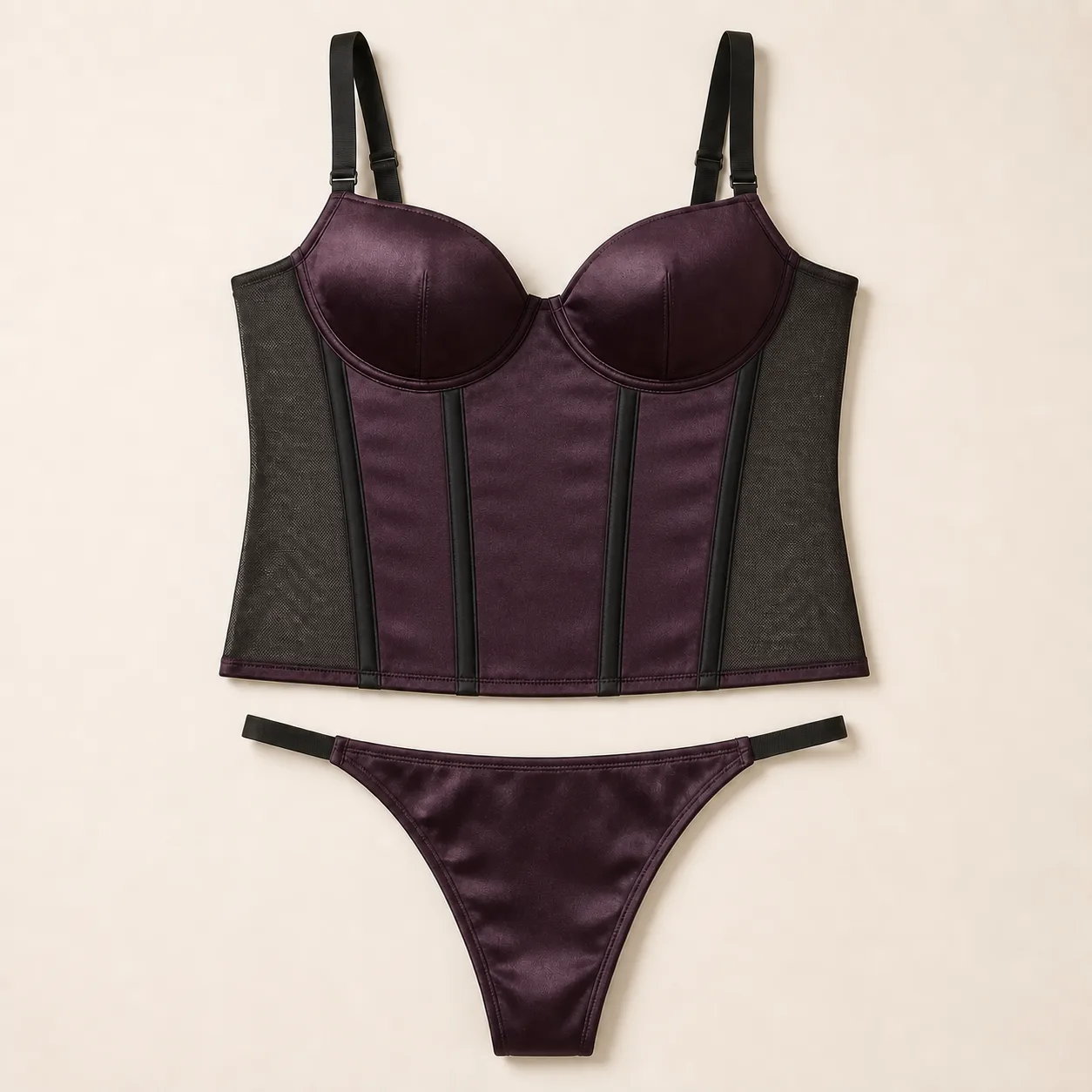 Four-Channel Longline Bustier Lingerie Set