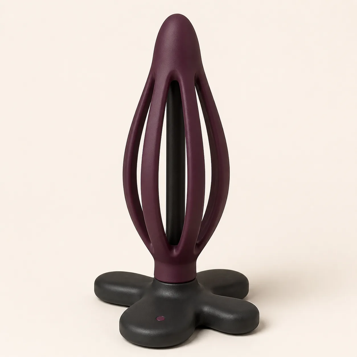 Four-Rib Flex-Cage Anal Plug with Oversized Cross Base