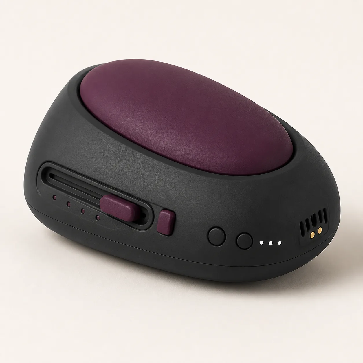 Four-Stop Eccentric-Shift Palm Vibrator with Guarded Amplitude Slider