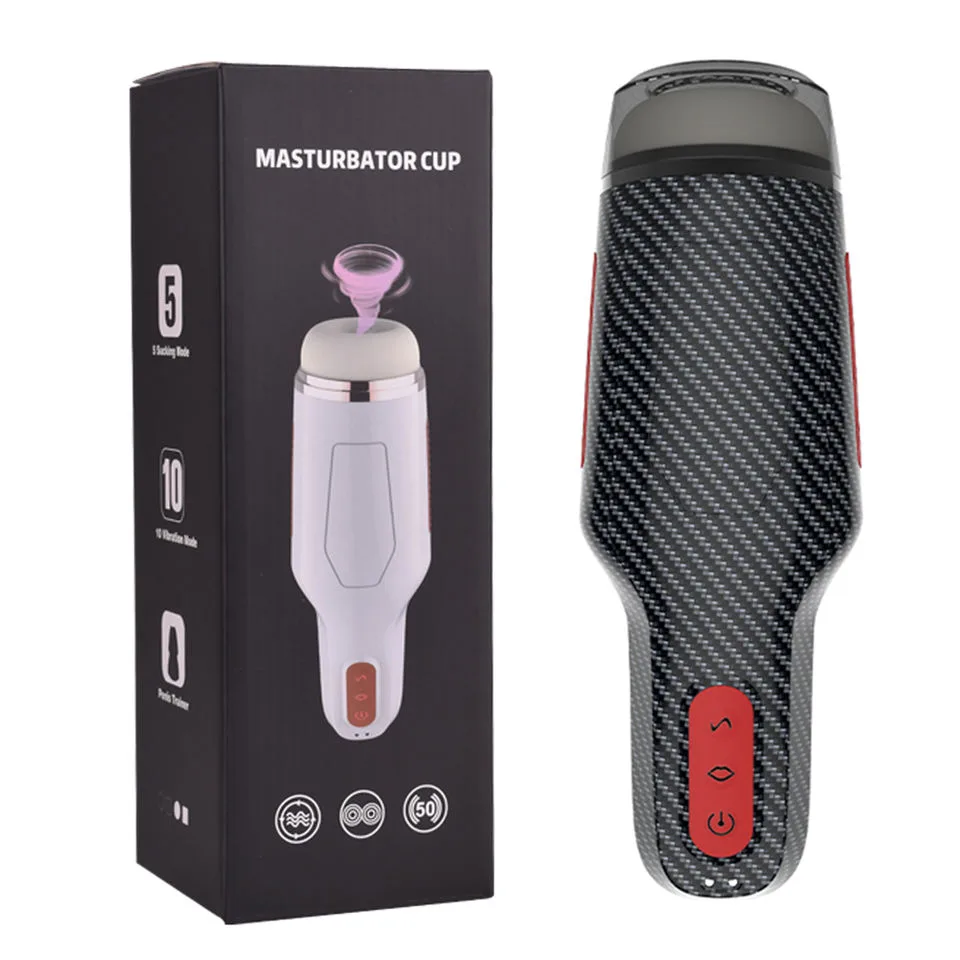 GM-526 Black 10-Vibration 5-Suction Heated Masturbator