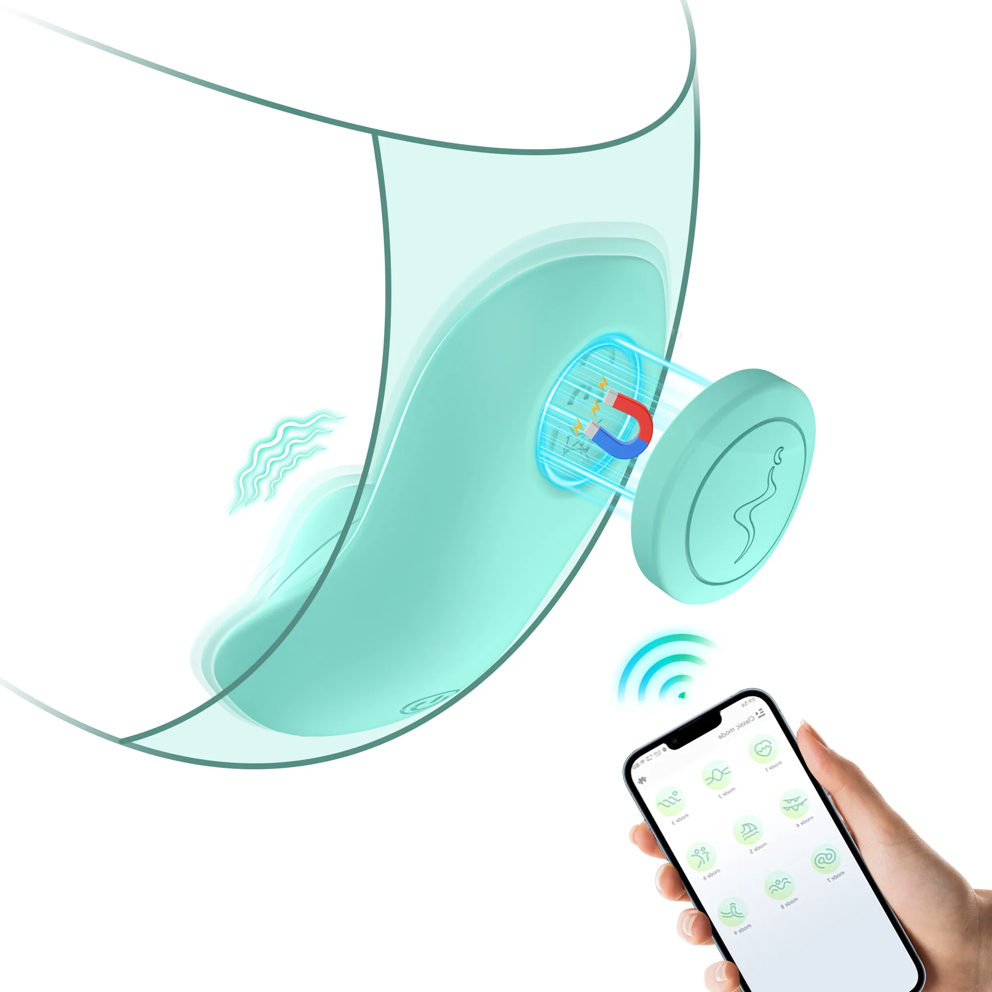 Mint Green Magnetic App-Controlled Wearable Vibrator