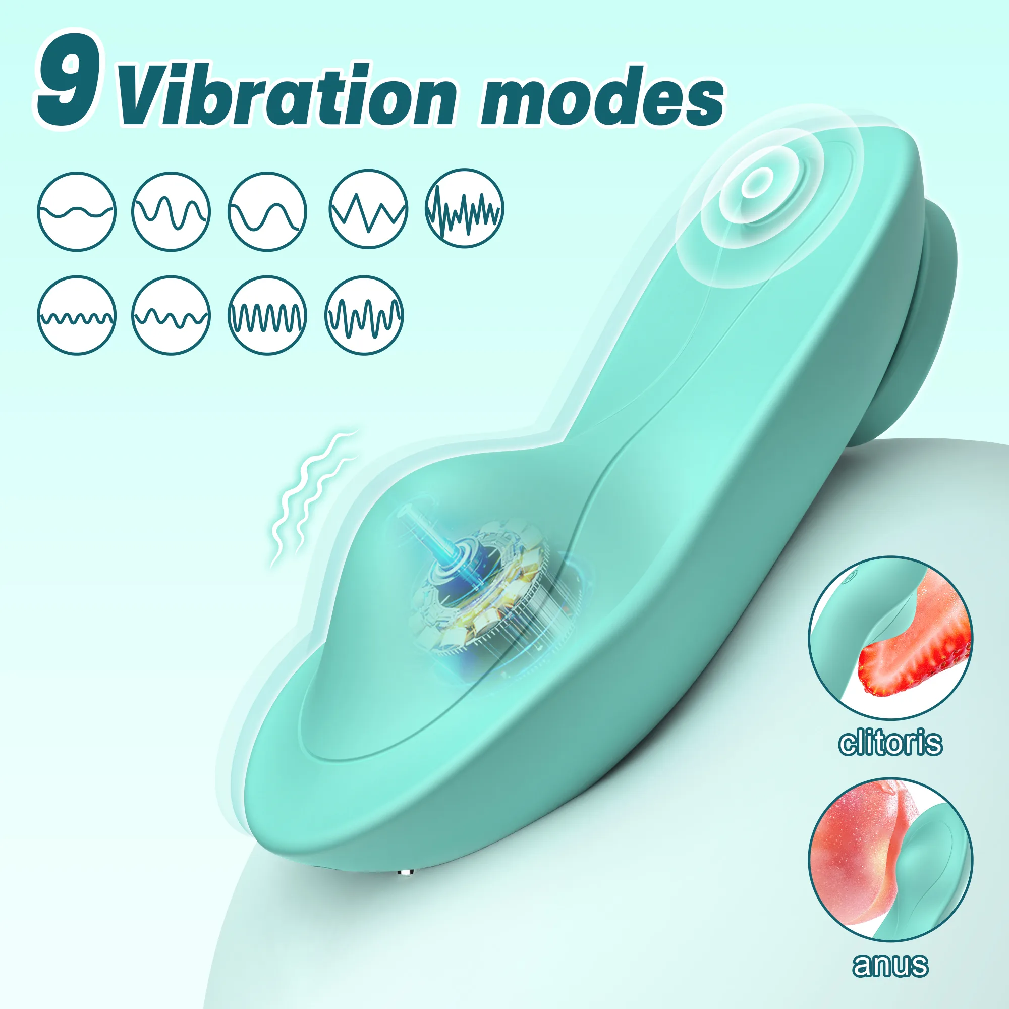 Mint Green Magnetic App-Controlled Wearable Vibrator - Image 2