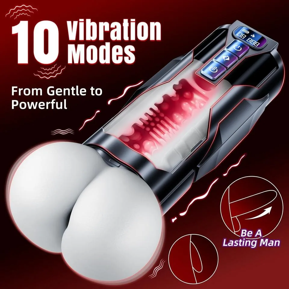 M110 Black LCD Heated Thrusting Masturbator - Image 2