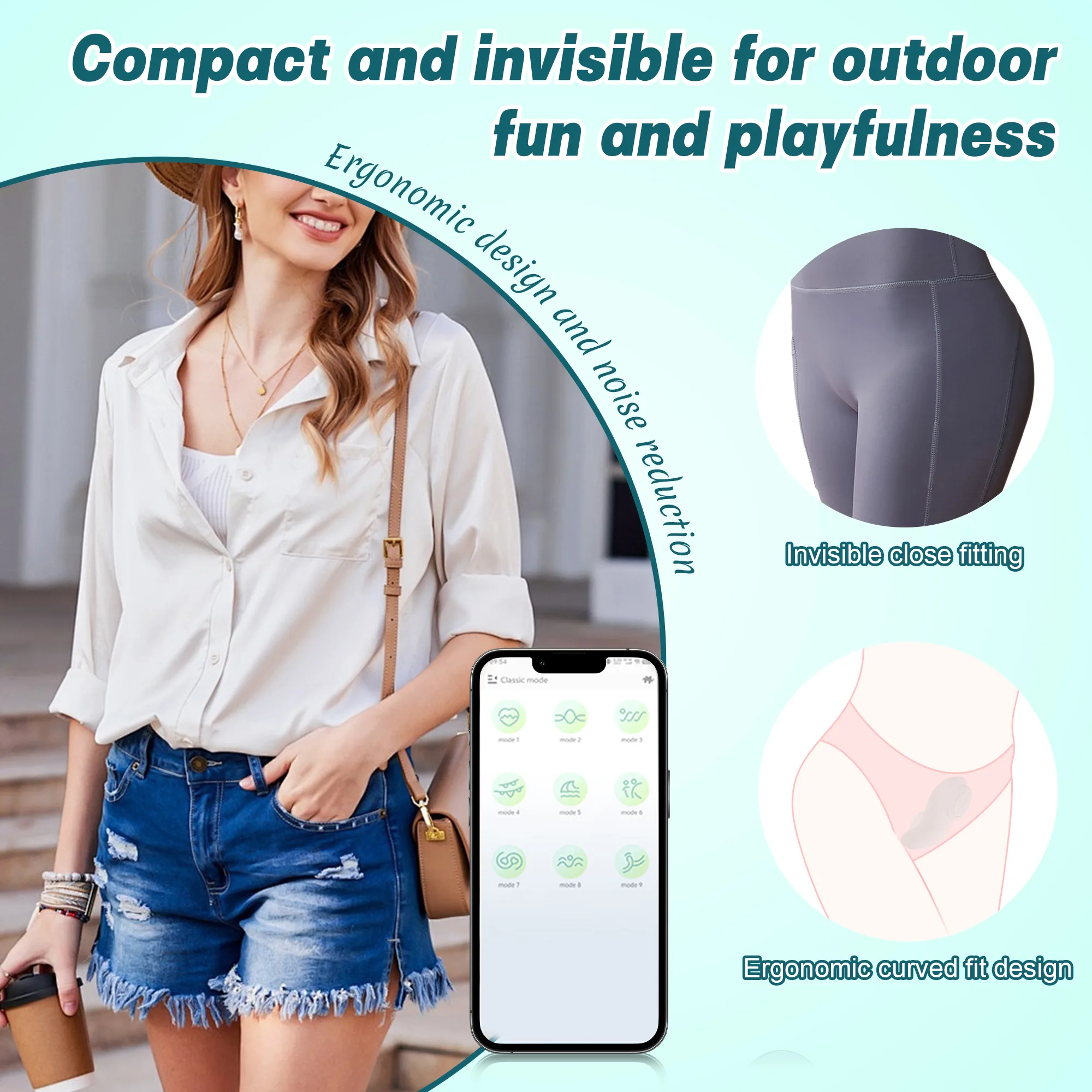 Mint Green Magnetic App-Controlled Wearable Vibrator - Image 3