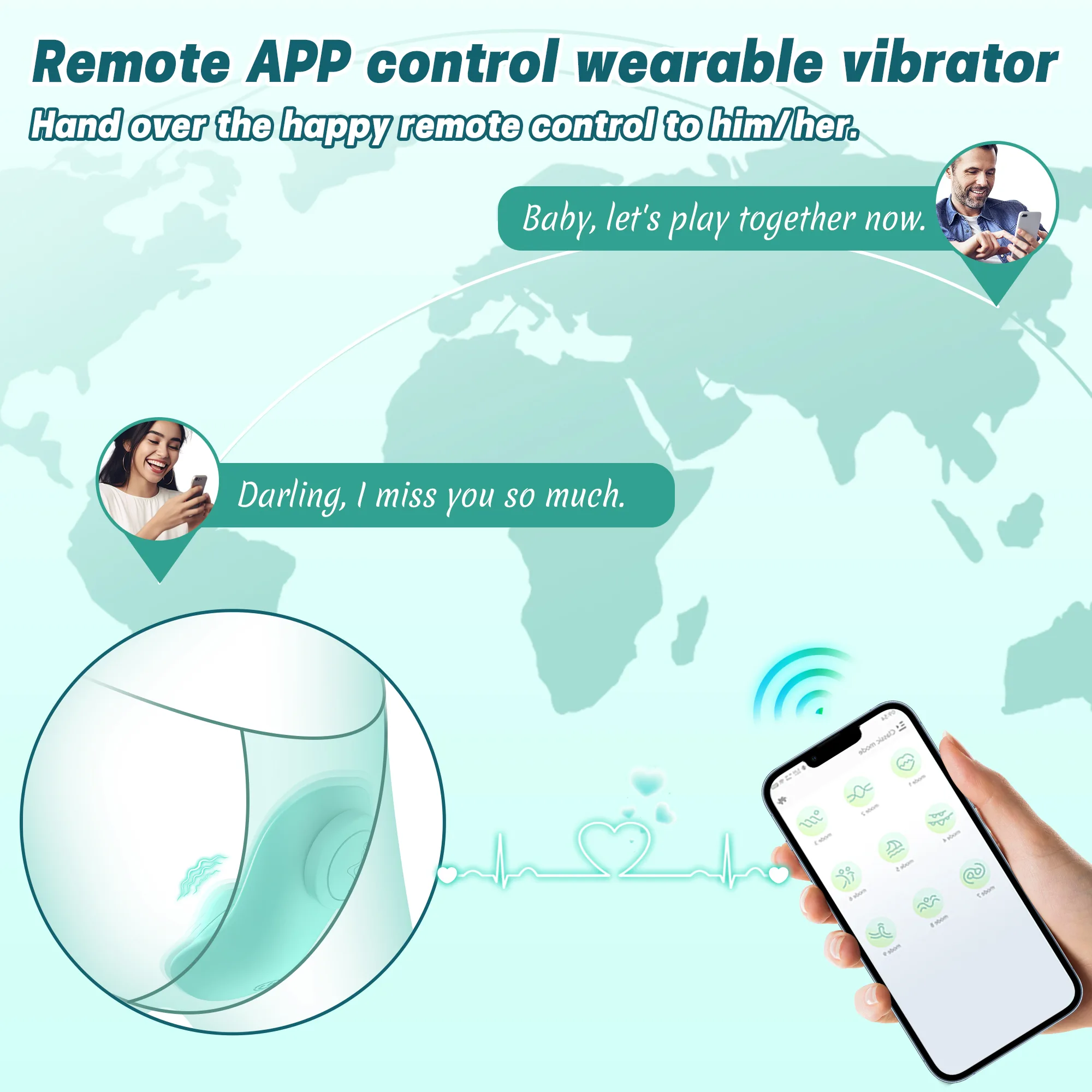 Mint Green Magnetic App-Controlled Wearable Vibrator - Image 4
