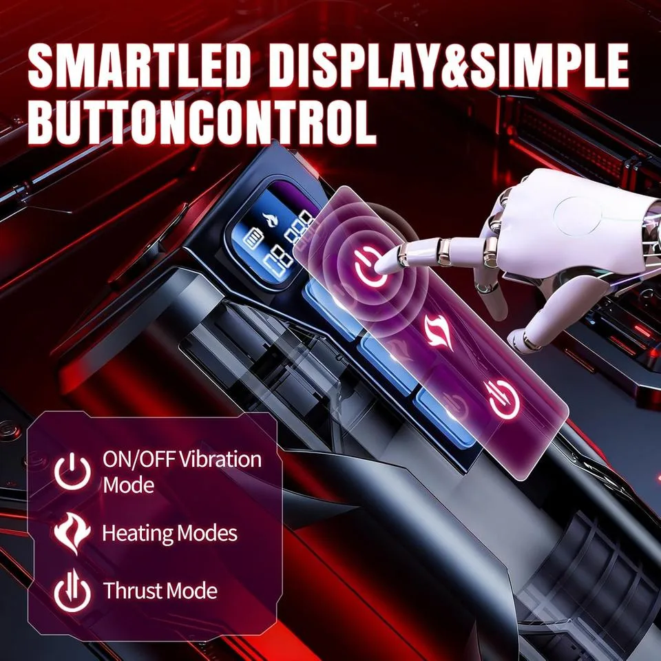M110 Black LCD Heated Thrusting Masturbator - Image 5