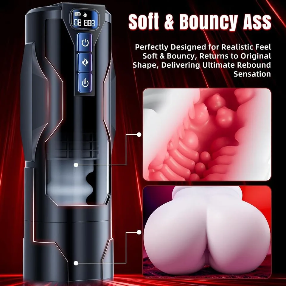M110 Black LCD Heated Thrusting Masturbator - Image 6