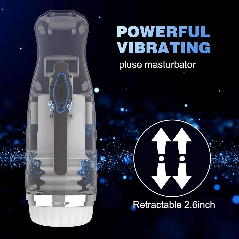 GM-382 Thrusting Suction Vibrating Male Masturbator: Black or White - Image 3