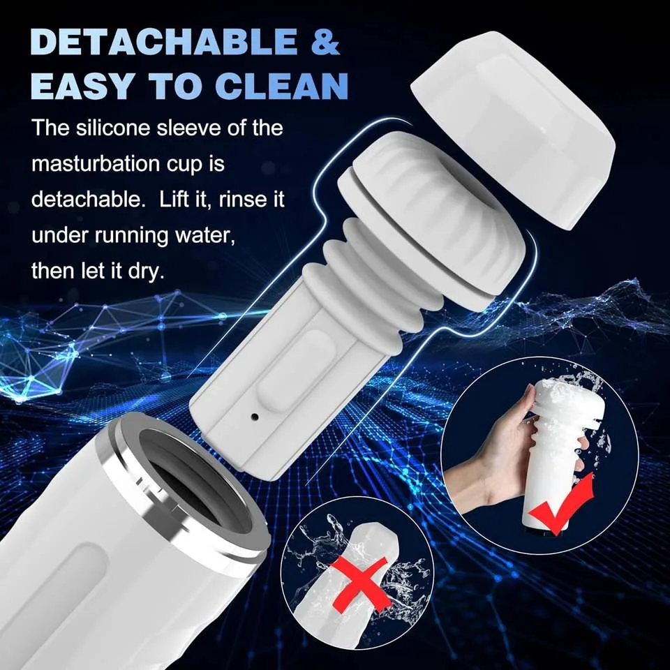 GM-382 Thrusting Suction Vibrating Male Masturbator: Black or White - Image 7