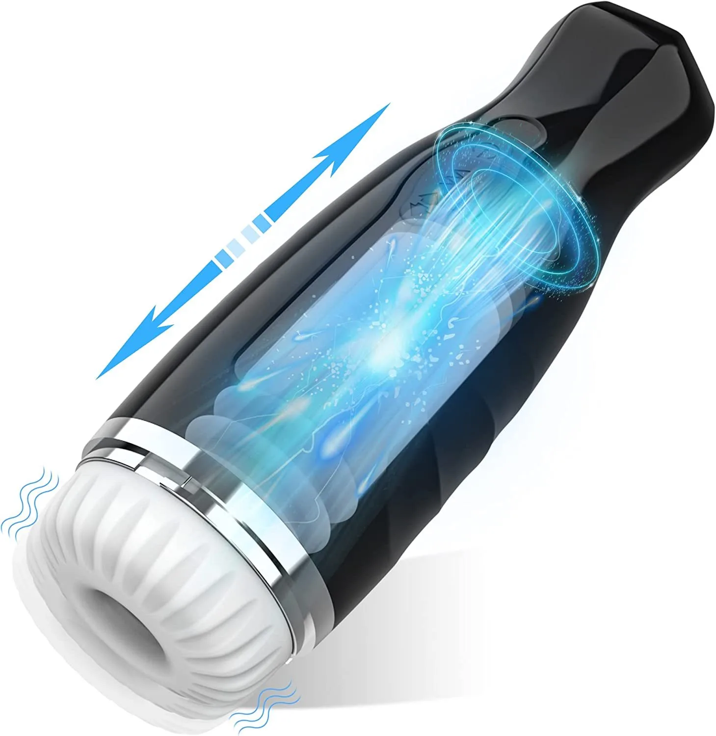 GM-382 Thrusting Suction Vibrating Male Masturbator: Black or White