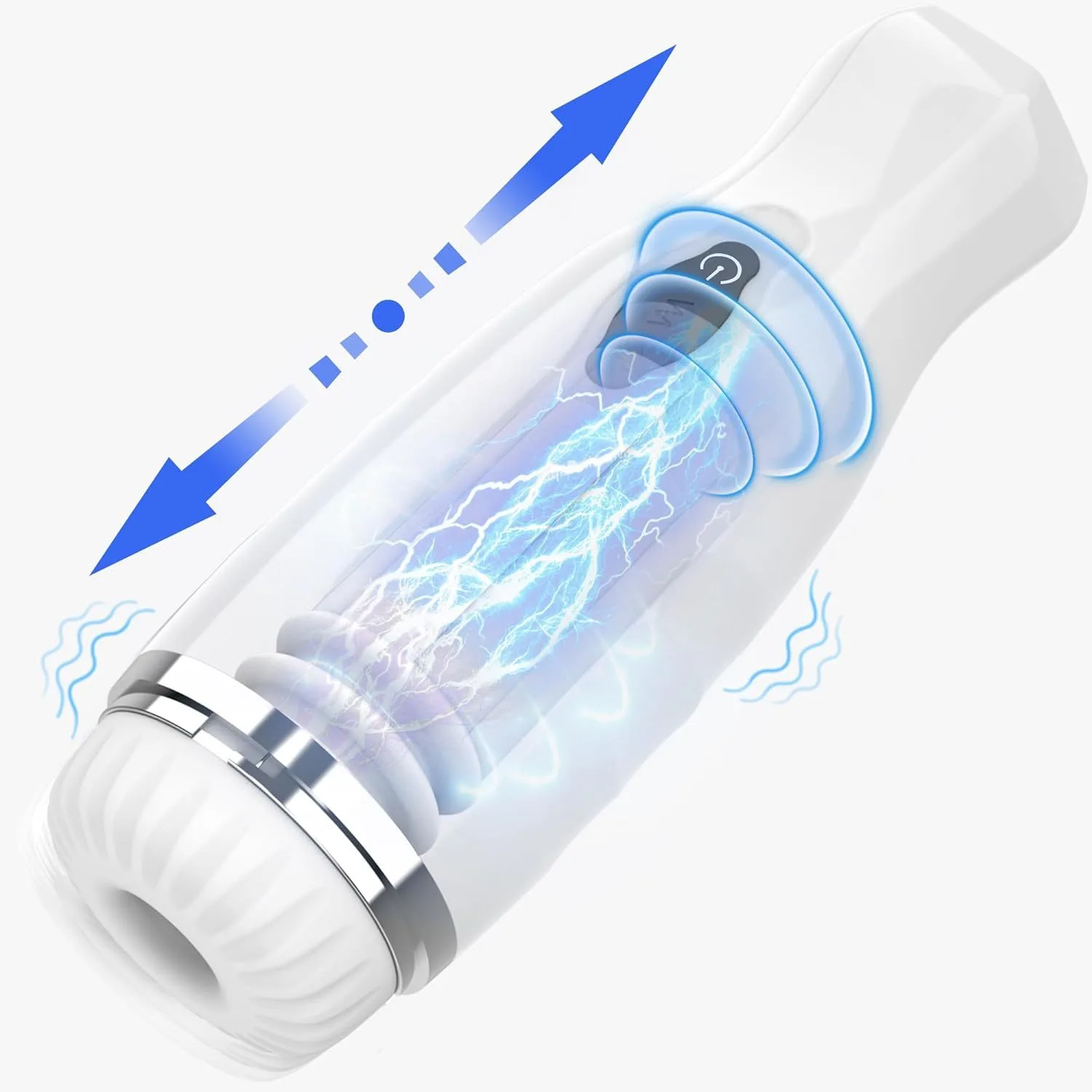 GM-382 Thrusting Suction Vibrating Male Masturbator: Black or White - Image 2