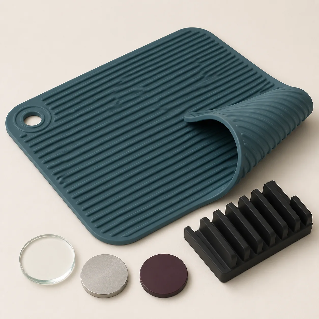 Grooved Toy Care Drying Mat with Hanging Hole
