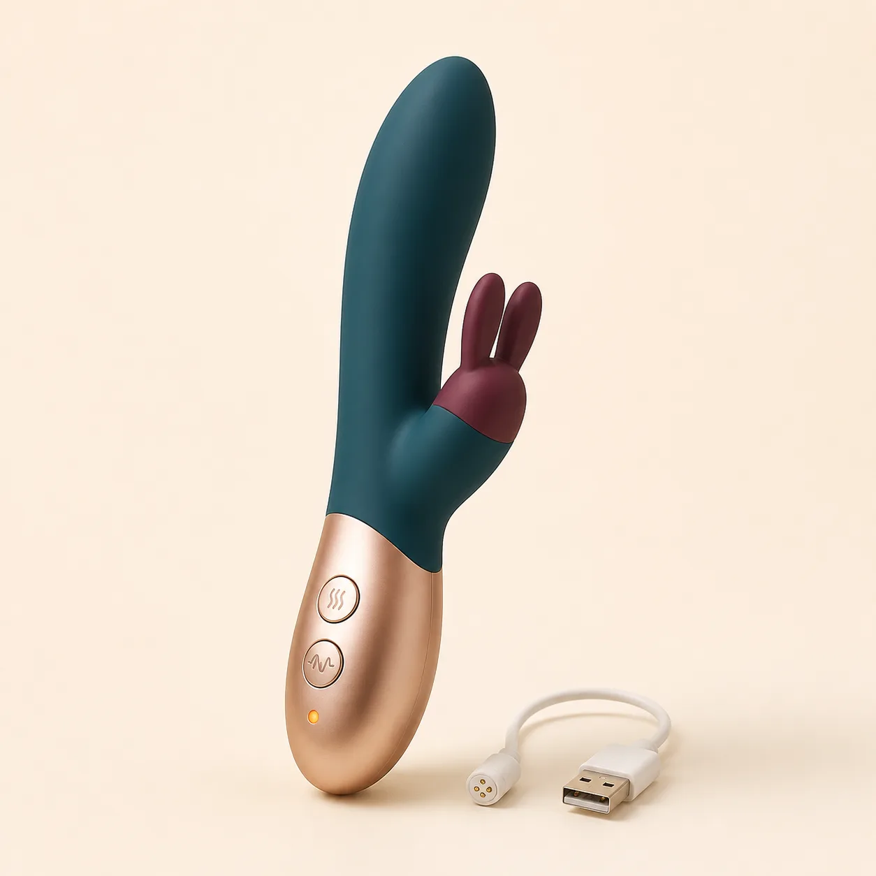 Heated Dual-Motor Offset-Ear Rabbit Vibrator