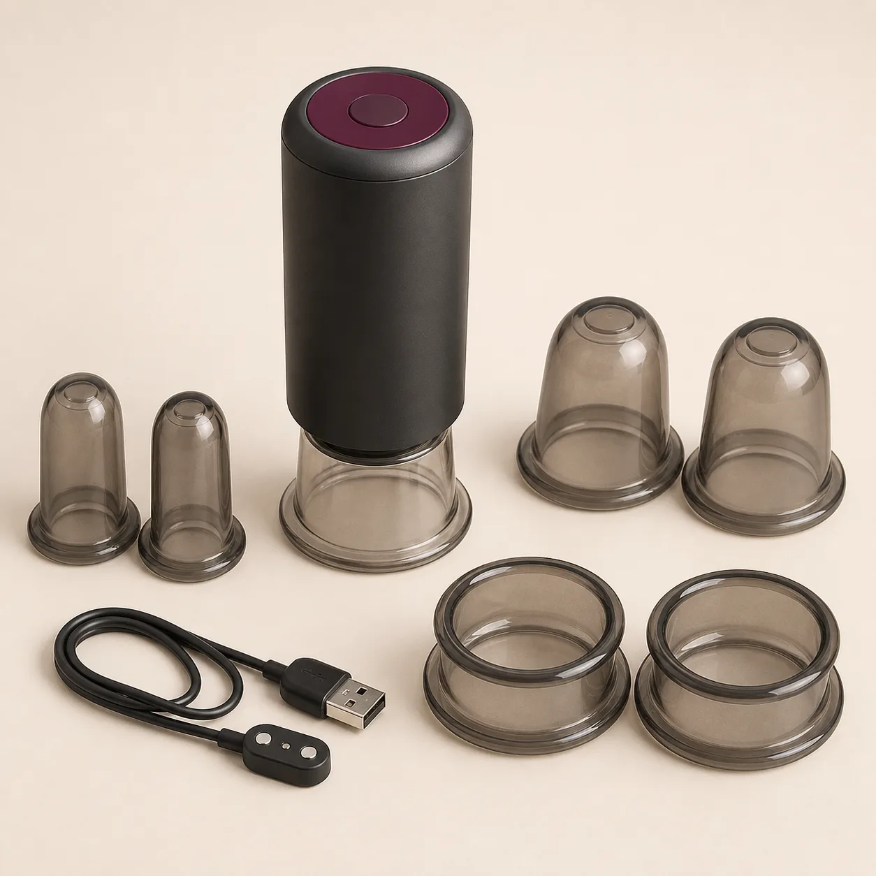 Interchangeable-Cup Rotating Suction Massager