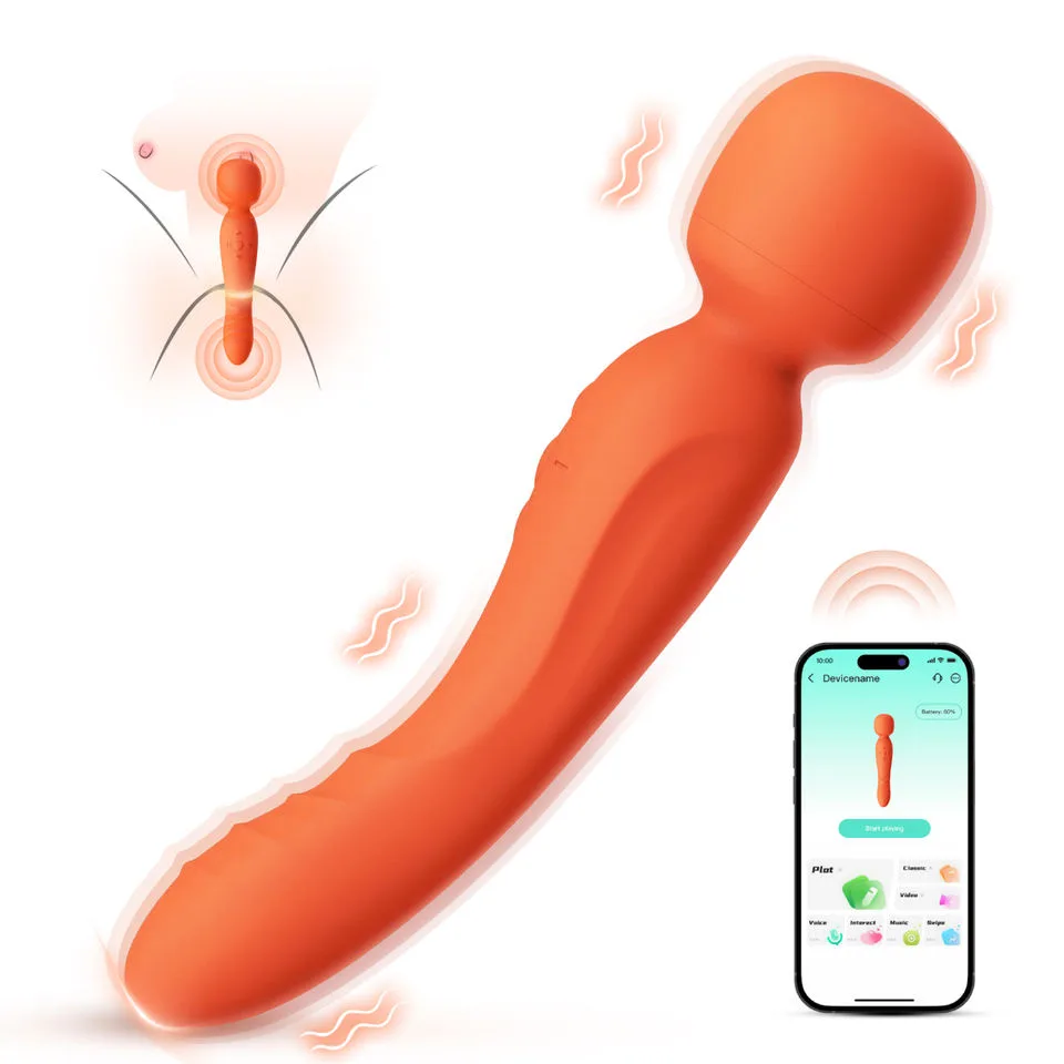 KRSJJ V674 Orange Dual-Sided App Vibrator with 10 Modes