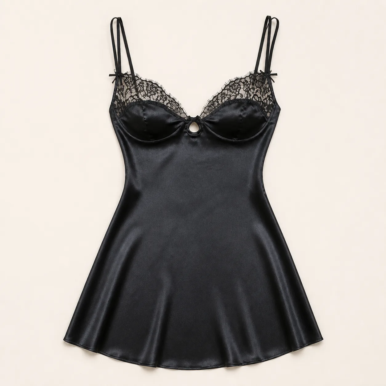 Limei YAX3203 Satin Lace Keyhole Nightdress