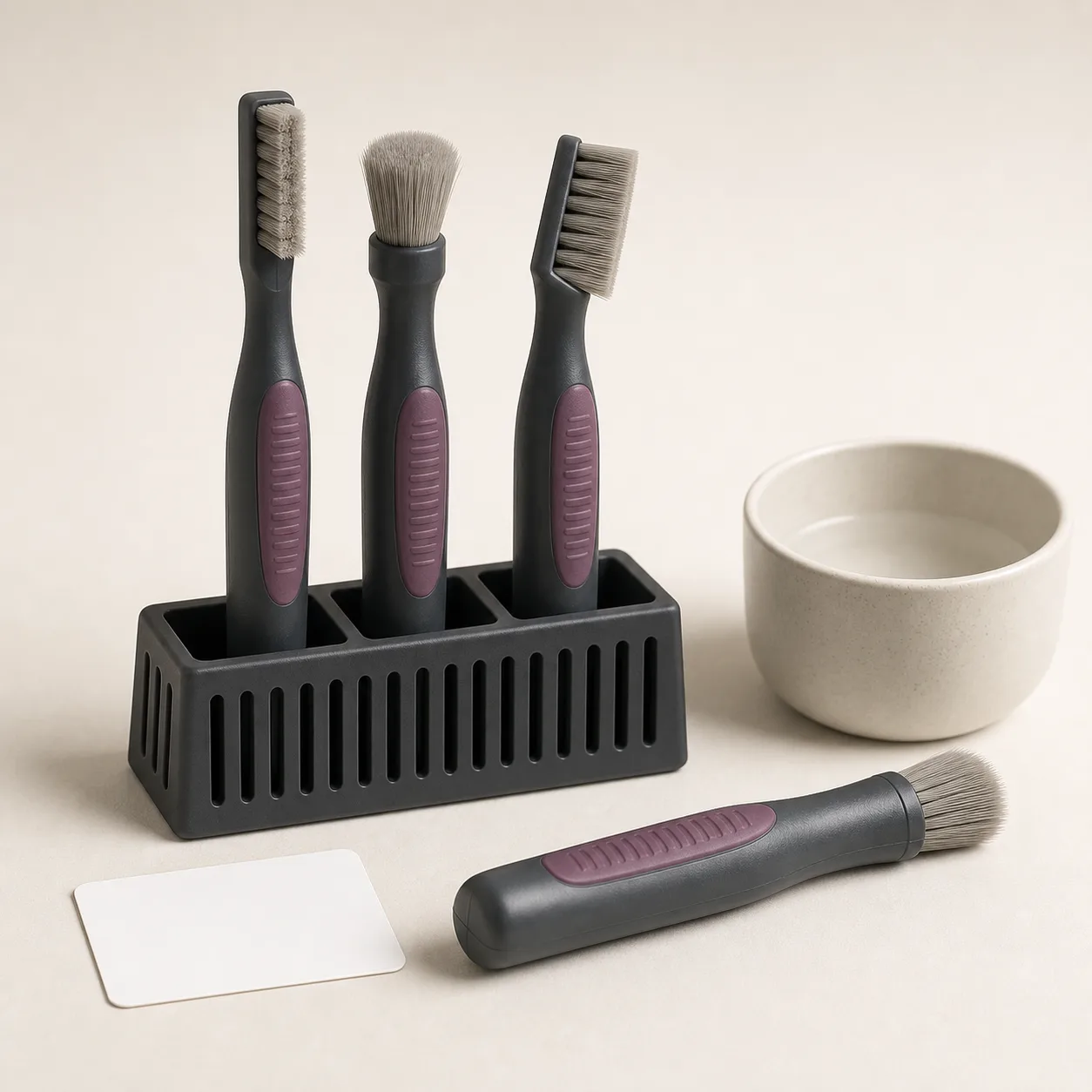 Multi-Profile Soft Detail Cleaning Brush Set with Vented Stand