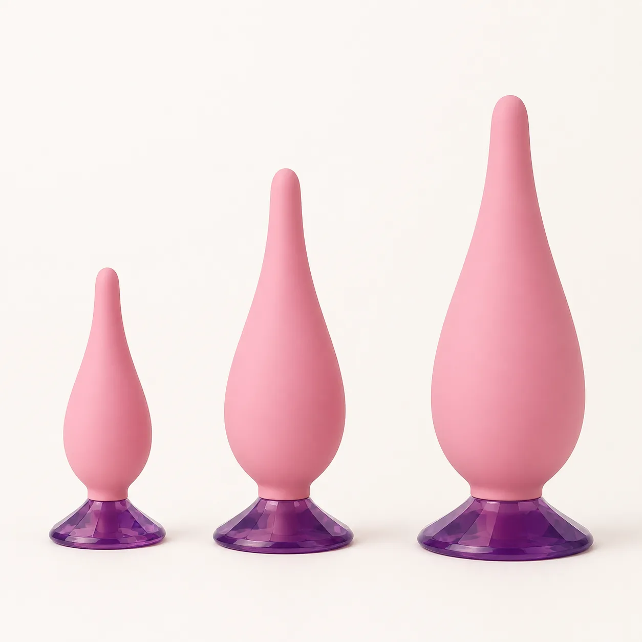 NY-GJ-001 Pink Three-Size Soft Flare-Base Anal Plug Set