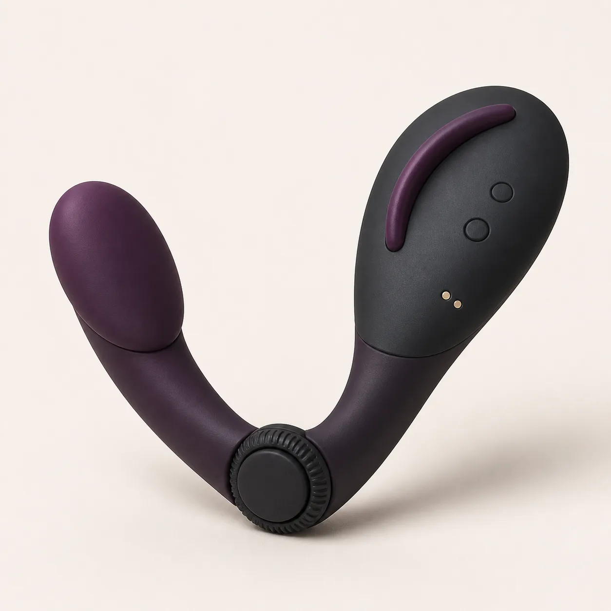 Ratcheting-Pivot Strapless Couples Vibrator with Asymmetric Heads