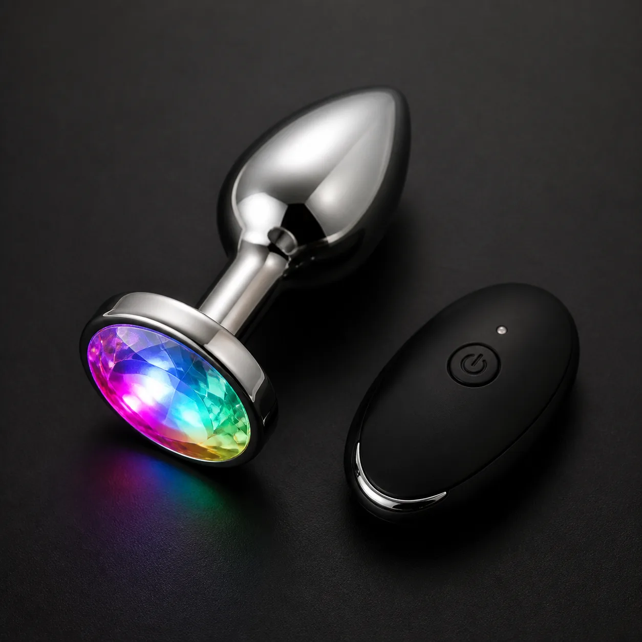 Remote Multicolor LED Metal Anal Plug