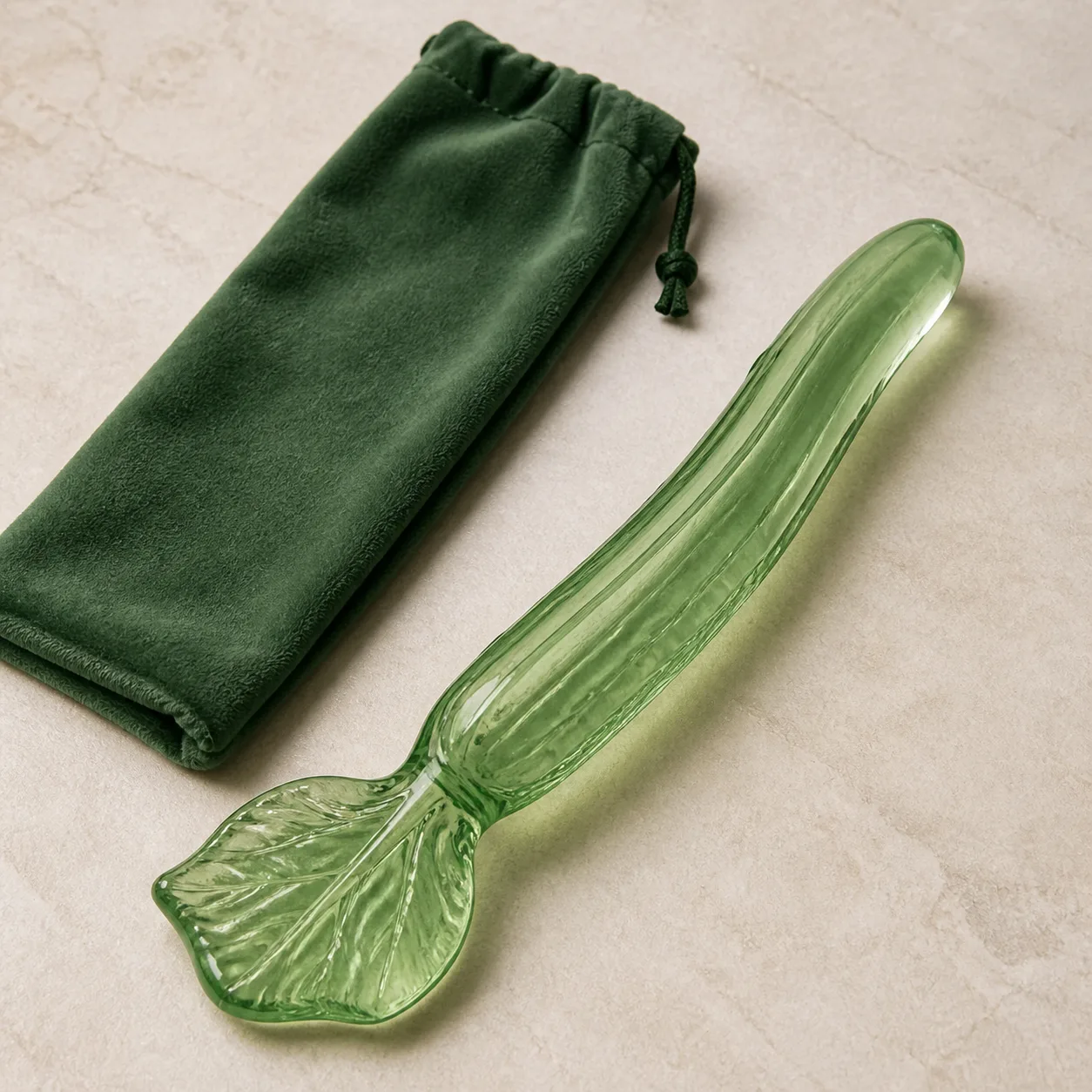 Sculpted Cucumber Glass Pleasure Wand