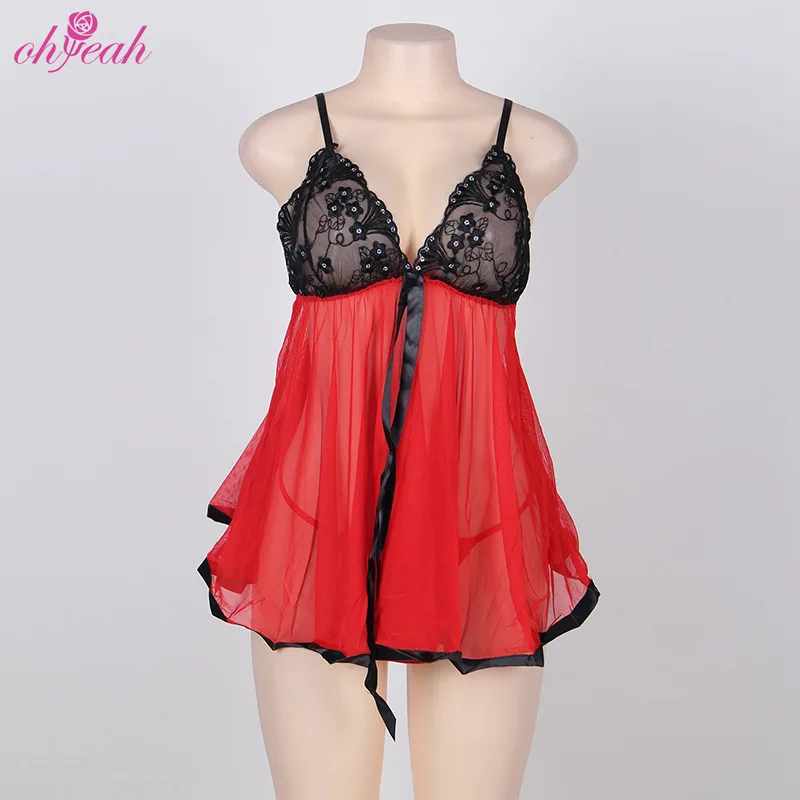Ohyeah E2073 Embroidered Lace Mesh Babydoll - Image 3