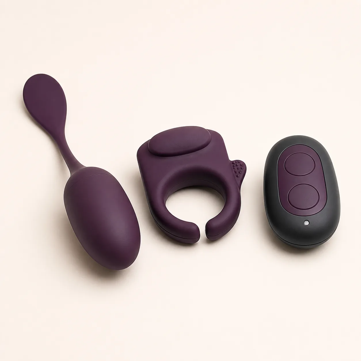 Shared-Remote Wearable Egg and Open Couples Ring Set