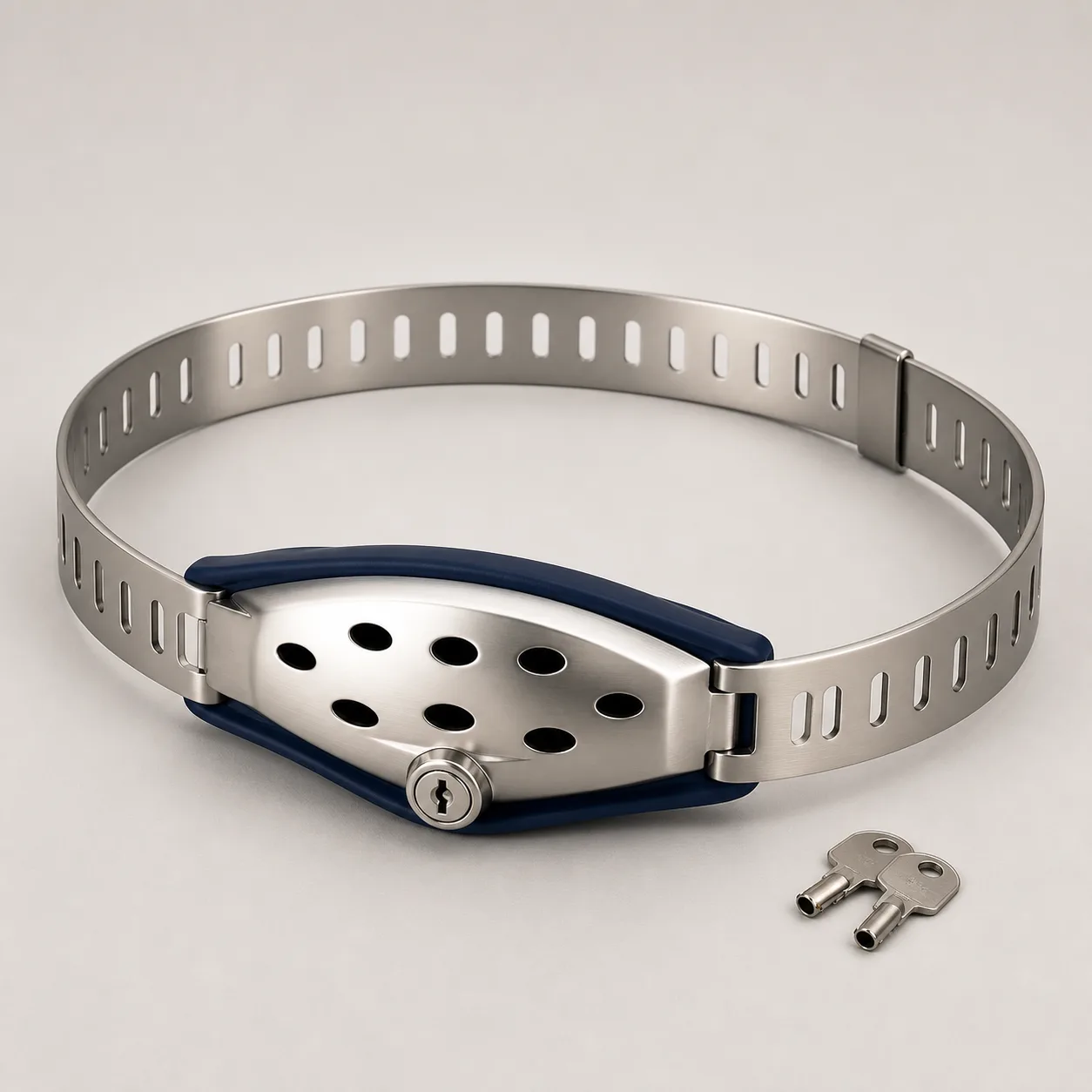 Silicone-Lined Adjustable Steel Chastity Belt