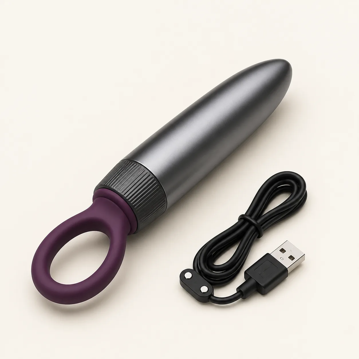 Slim Tail-Dial Bullet Vibrator with Flexible Pull Ring