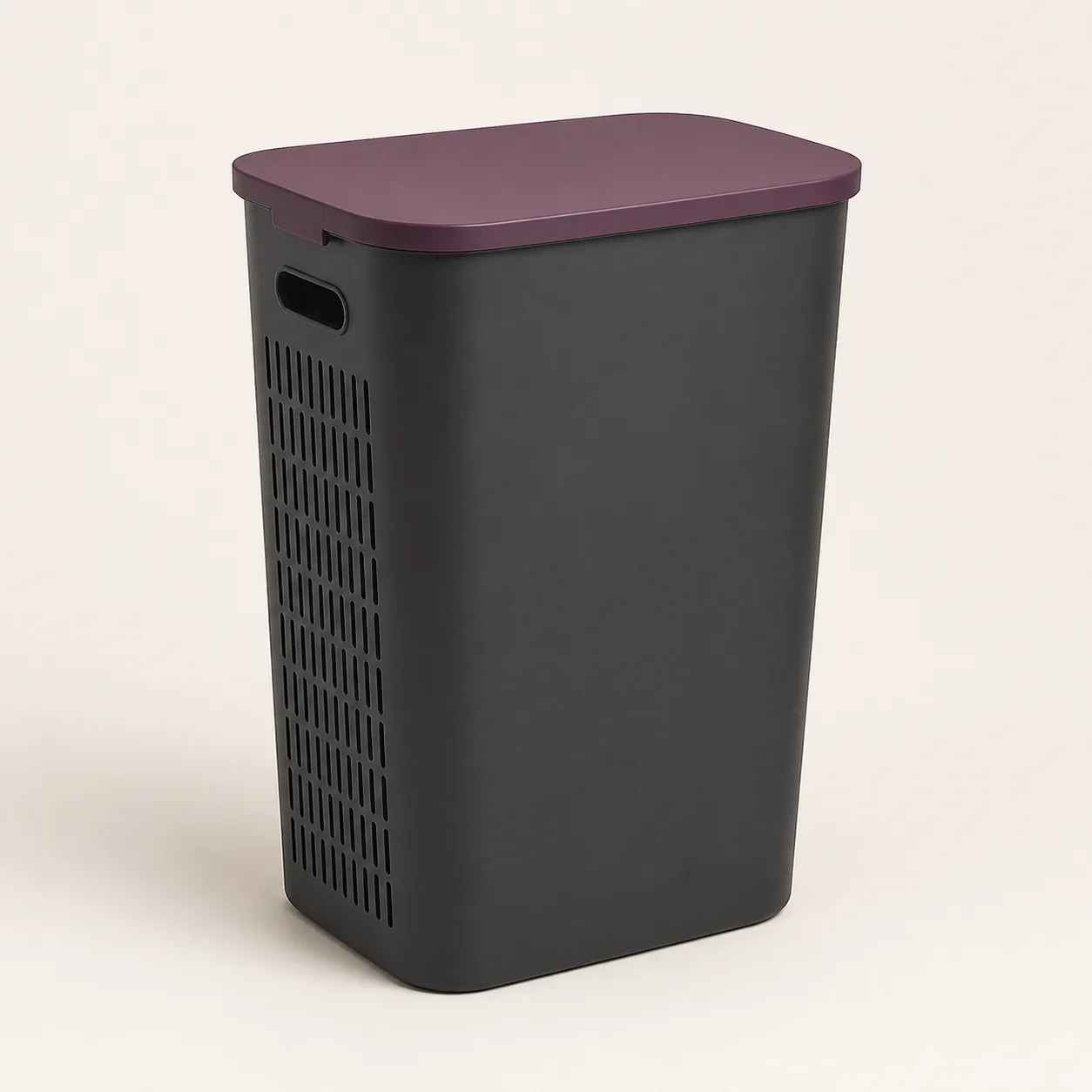 Slim Ventilated Care-Cloth Hamper with Hinged Lid
