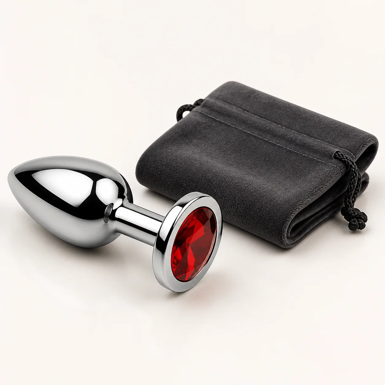 Small Tapered Metal Jewel-Base Anal Plug