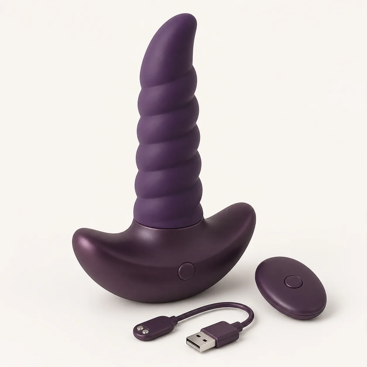 Spiral-Ridge Remote Rotating Anal Plug