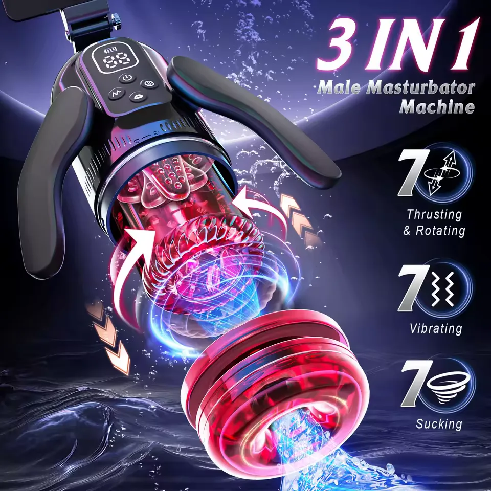 KRSJJ M1087 Black Dual-Handle Automatic Stroker with Phone Holder - Image 2