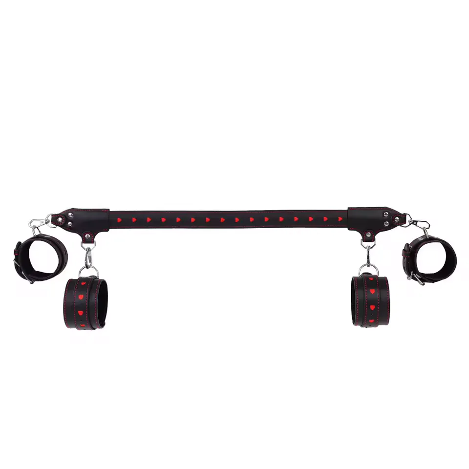 Ninghao NHBS-26013 Black Adjustable Stainless-Steel Spreader Bar and Four-Cuff Set - Image 2