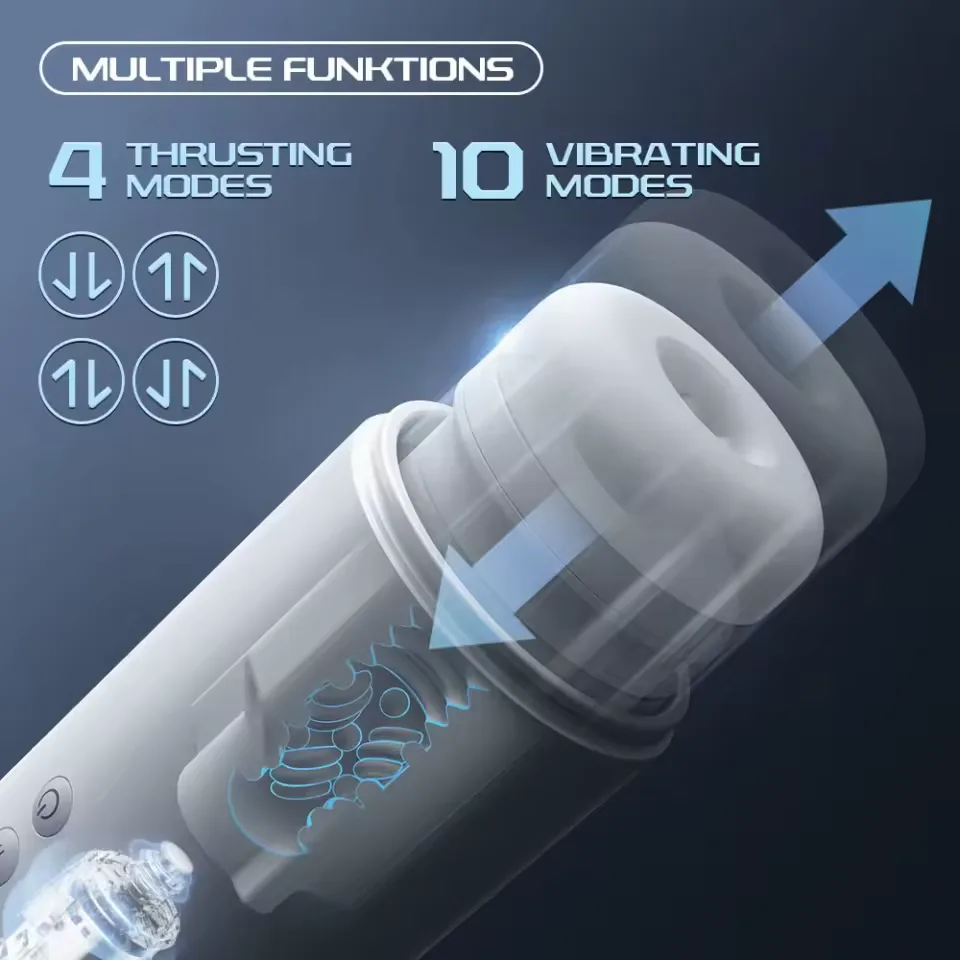 KRSJJ M696 White/Silver Heated-Base Thrusting Suction Stroker - Image 4